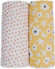 Lulujo - tissu hydrophile - emmaillotage - coton - 100x100 cm - paquet de 2 - pois fleurs sauvages jaunes