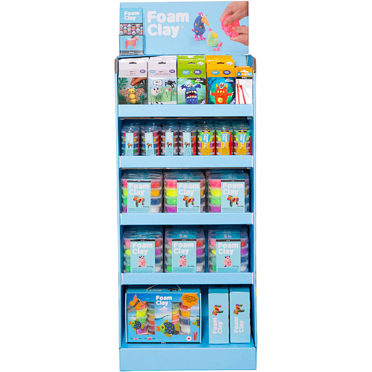 Présentoir de sol en mousse d'argile ® - à monter soi-même, h : 1560 mm, p : 390 mm, l : 580 mm, différentes couleurs, 102 unités. 1 boîte