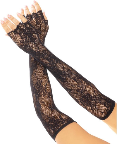 Leg avenue - gants de costume sans doigts en filet floral - noir