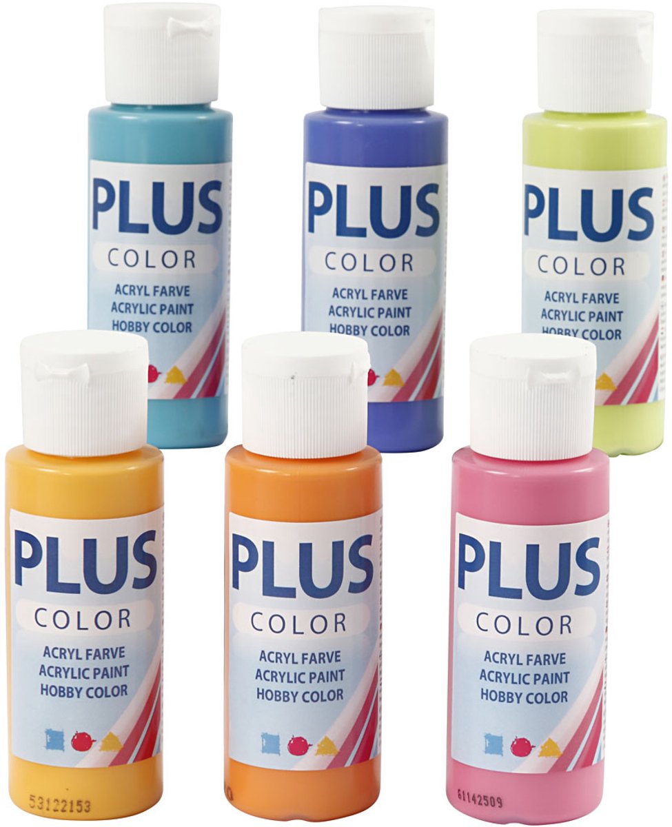 Peinture acrylique Plus Color, colorée, 6x60 ml 1 boîte
