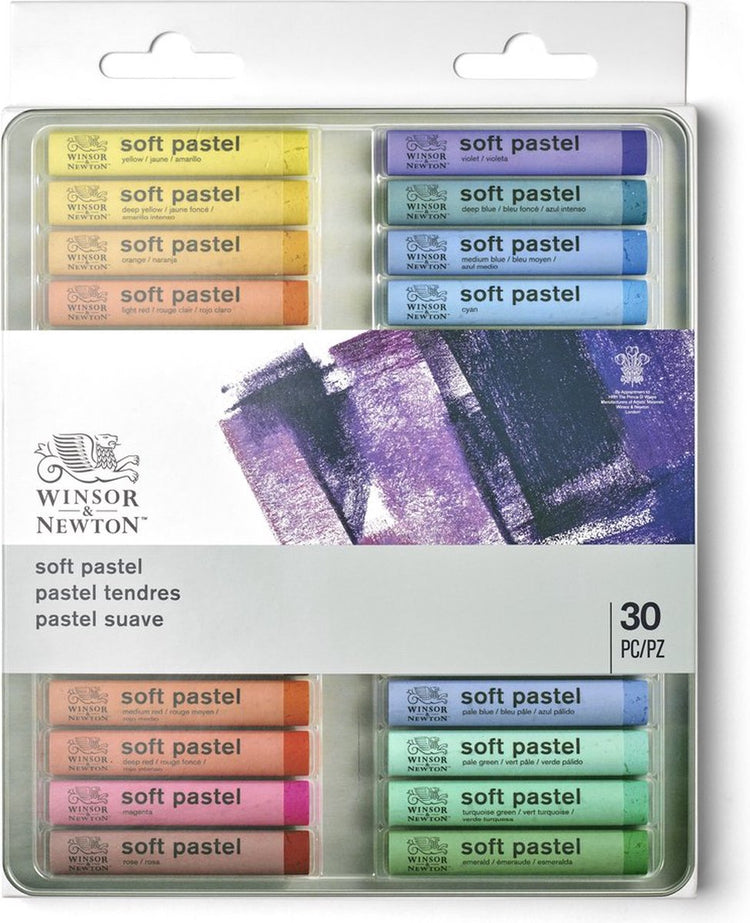 Winsor Newton 1790002 Boîte de pastels tendres – 30 pièces, craie pastel pour dessin et peinture, hautement pigmentée, résistante à la lumière