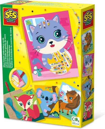 Ses creative – Cartes à broder en perles de verre – Coffret de bricolage créatif à partir de 5 ans – comprenant des perles, des cartes à broder et du matériel de couture