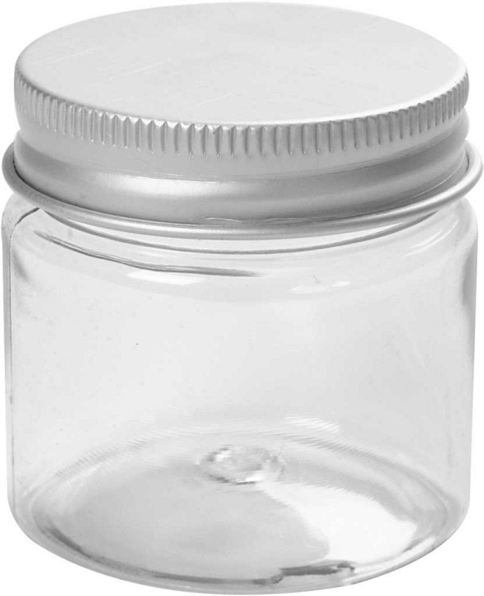 Pot Creativ company avec bouchon à vis, h : 45 mm, d 44 mm, 50 ml, 10 pièces 1 boîte