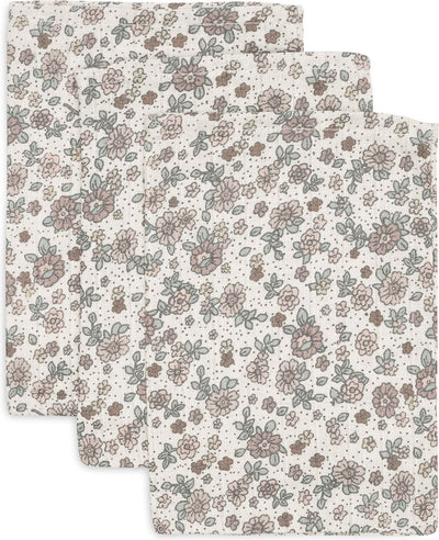 Jollein - gant de toilette hydrophile 15x20cm - gant de toilette bébé - fleurs rétro - 3 pièces