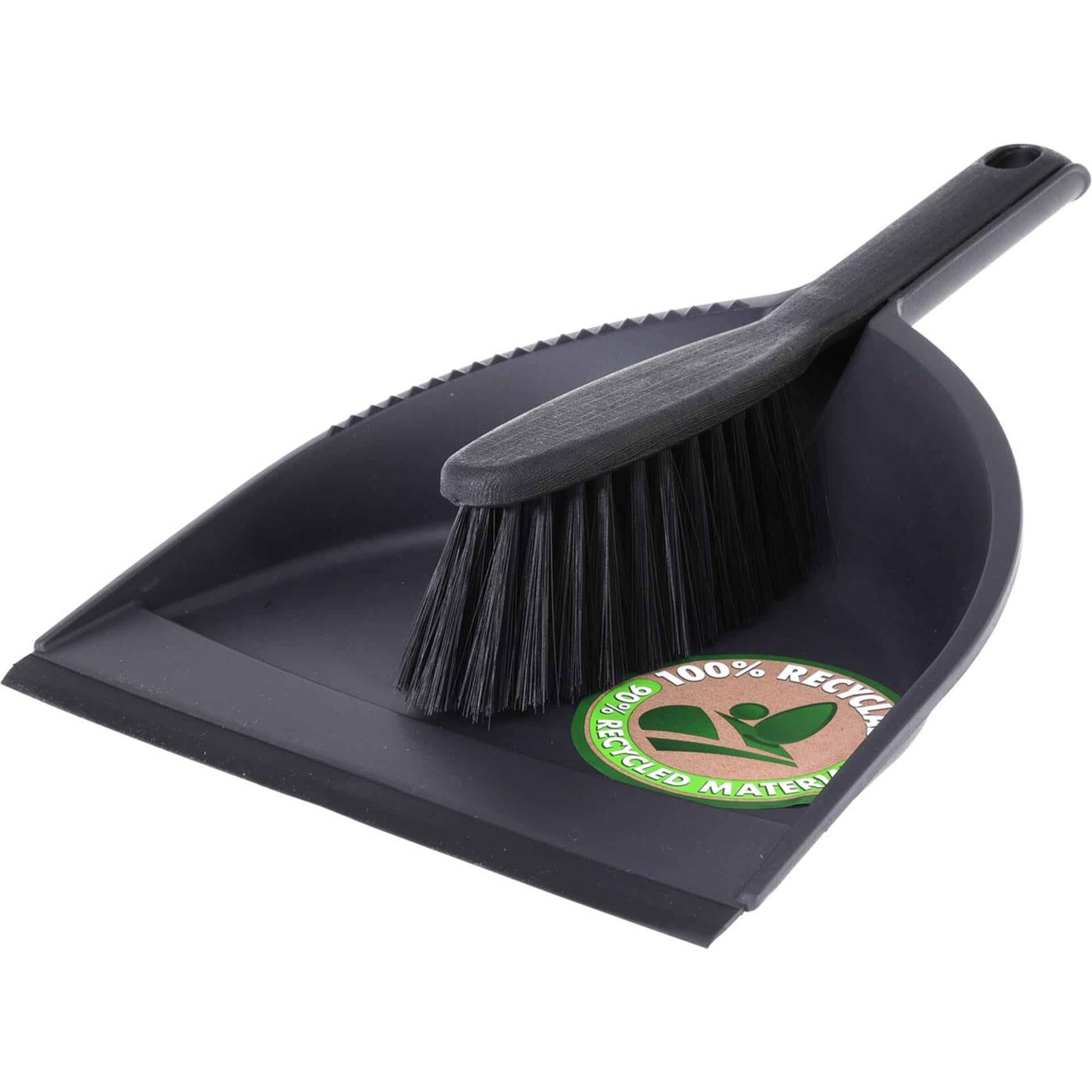 Pelle et brosse en plastique noir