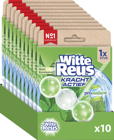 Bloc sanitaire blanc géant pro nature menthe eucalyptus 50g - blocs sanitaires - pack économique - 10 pièces