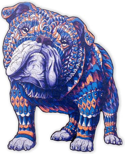 Puzzle en bois Engelhart Bouledogue – 159 pièces de puzzle uniques – Grand puzzle en bois de taille A3 – Jeu de puzzle d'animaux – Jeu de réflexion compact mais stimulant – Avec étui de rangement –