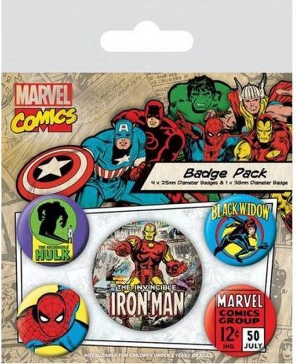 Marvel Pyramid International Comics Pin-back Buttons Lot de 5 broches Iron Man