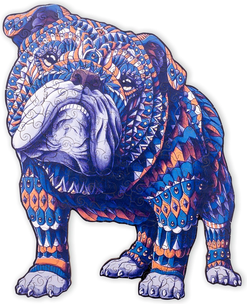 Engelhart Puzzle en Bois Bouledogue – 85 pièces de puzzle uniques – Puzzle en Bois de Taille A4 – Jeu de Puzzle Animal – Jeu de réflexion Compact – avec étui de Rangement –
