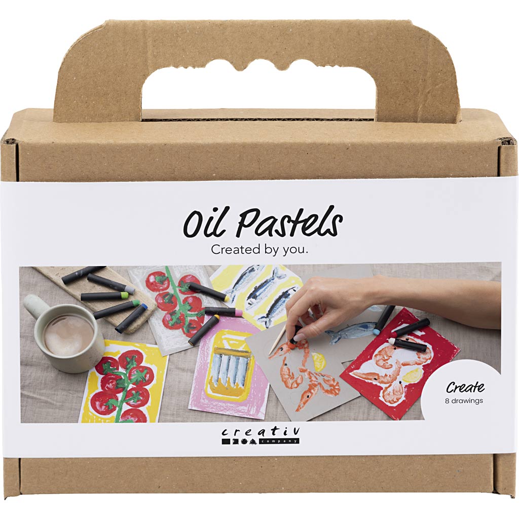 Creativ company mini hobby set pastel à l'huile, gris, blanc, 1 boîte
