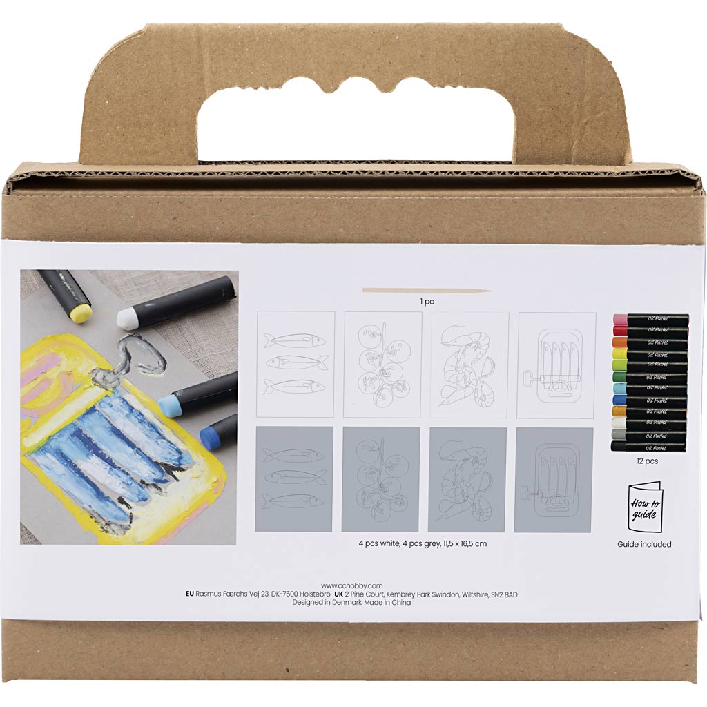 Creativ company mini hobby set pastel à l'huile, gris, blanc, 1 boîte