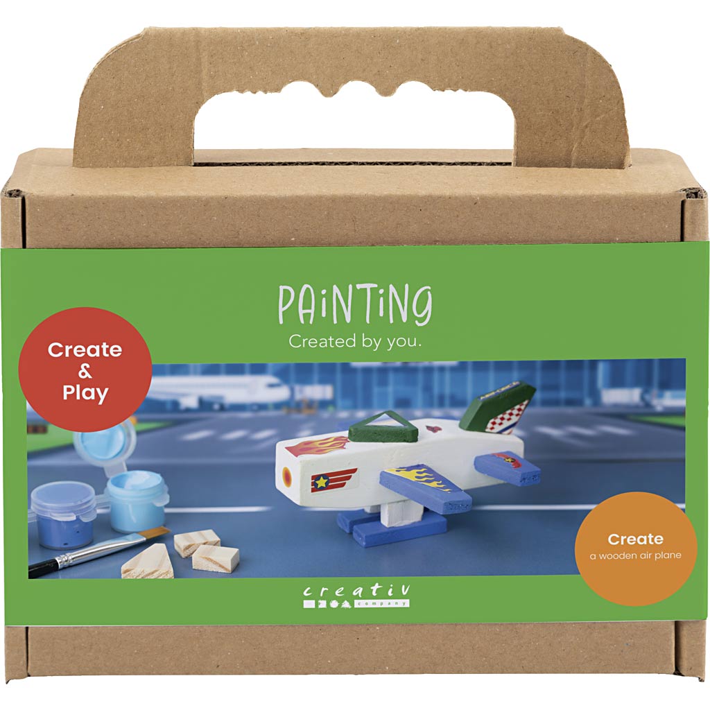 Creativ company mini hobby set peinture, avion, harmonie bleu vert, 1 boîte