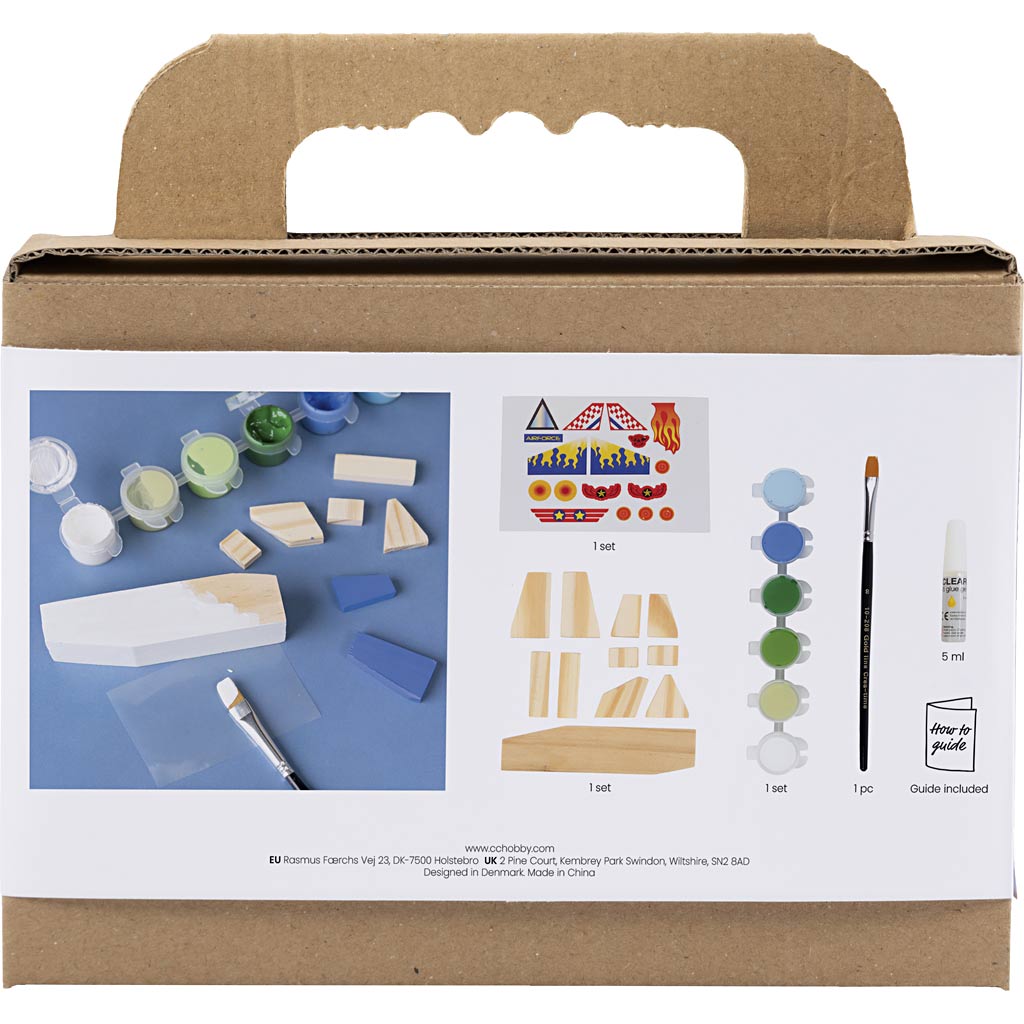 Creativ company mini hobby set peinture, avion, harmonie bleu vert, 1 boîte