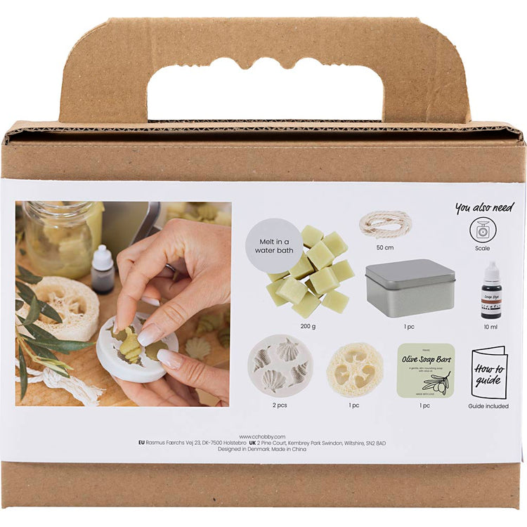 Creativ company mini kit de fabrication de savon, coquillages, vert olive, 1 boîte