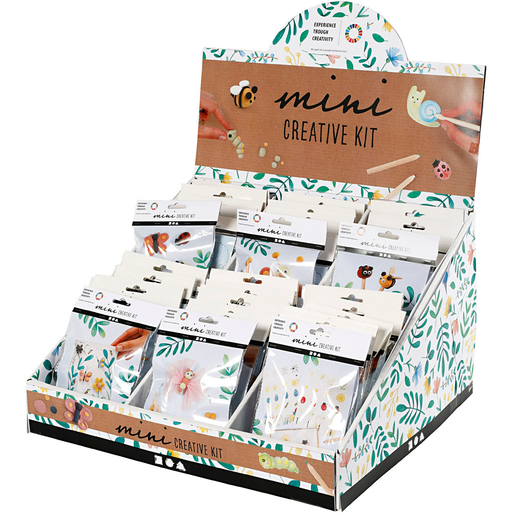 Présentoir en pâte à soie avec mini kits créatifs, h: 539 mm, 42 sets 1 boîte