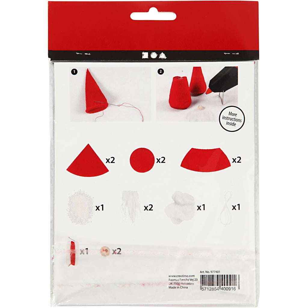 Creativ company mini kit créatif, gnome de Noël, h: 12 cm, rouge, 1 boîte