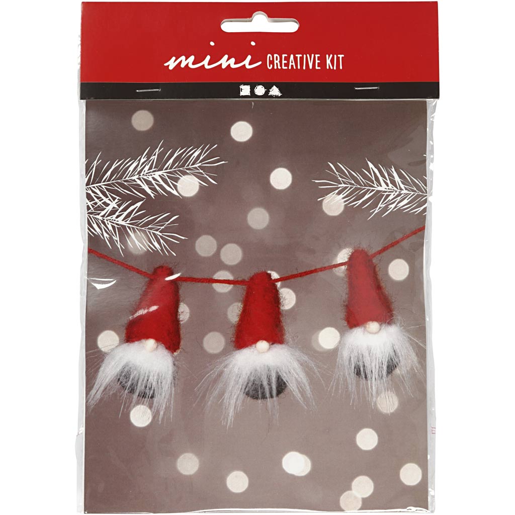 Creativ company mini kit créatif, lutin de Noël sur corde, h: 6 cm, 1 boîte