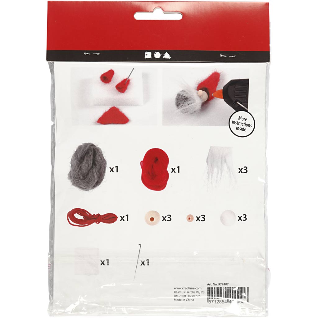 Creativ company mini kit créatif, lutin de Noël sur corde, h: 6 cm, 1 boîte