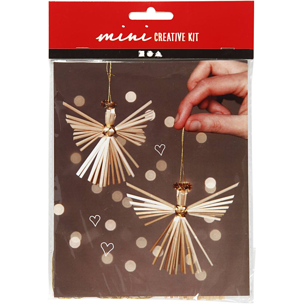 Creativ company mini kit créatif, ange en paille, h: 8 cm, 1 boîte
