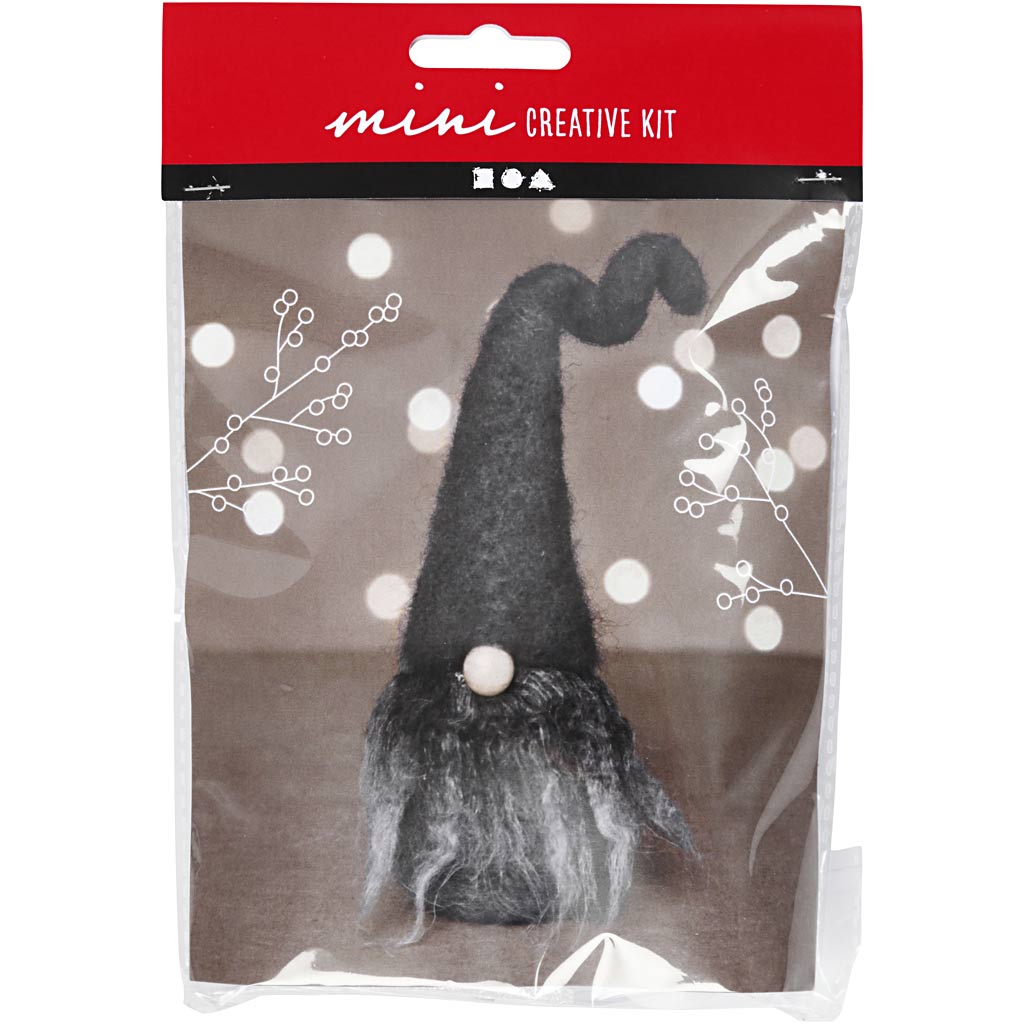 Creativ company mini kit de loisirs, gnome de Noël, h: 13 cm, mélange de gris, 1 boîte