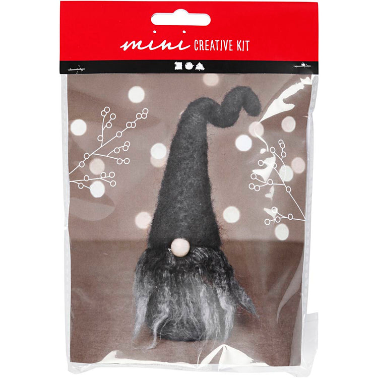 Creativ company mini kit de loisirs, gnome de Noël, h: 13 cm, mélange de gris, 1 boîte
