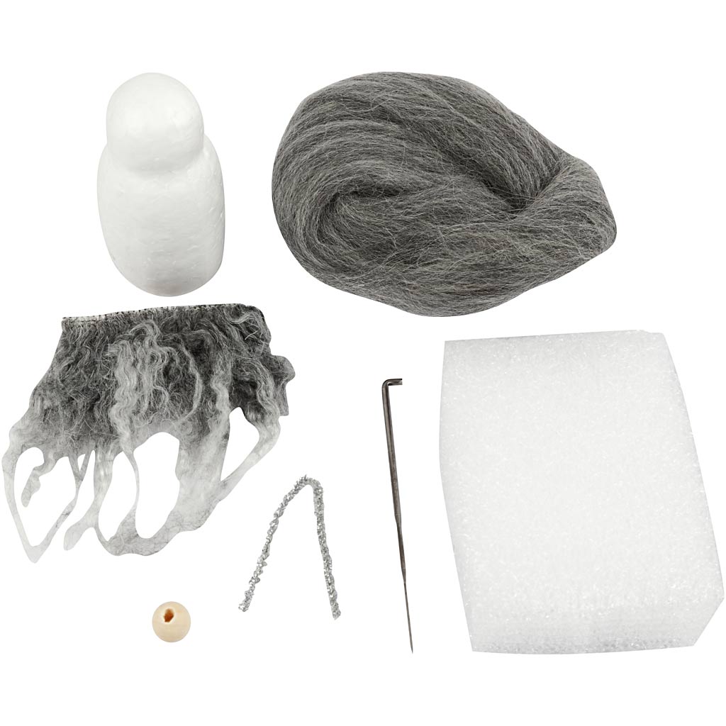 Creativ company mini kit de loisirs, gnome de Noël, h: 13 cm, mélange de gris, 1 boîte