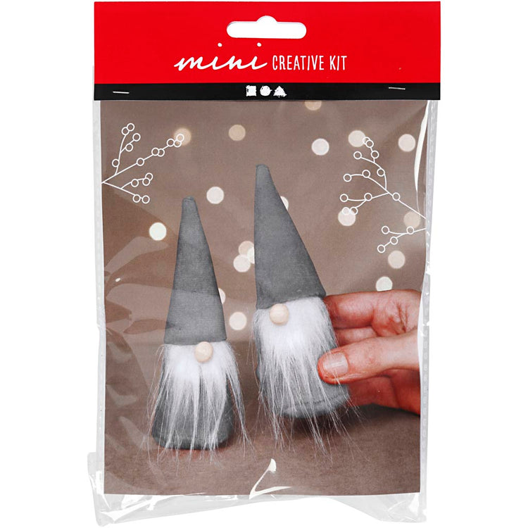 Creativ company mini kit créatif, nains de Noël scandinaves, h: 12 cm, gris, 1 boîte