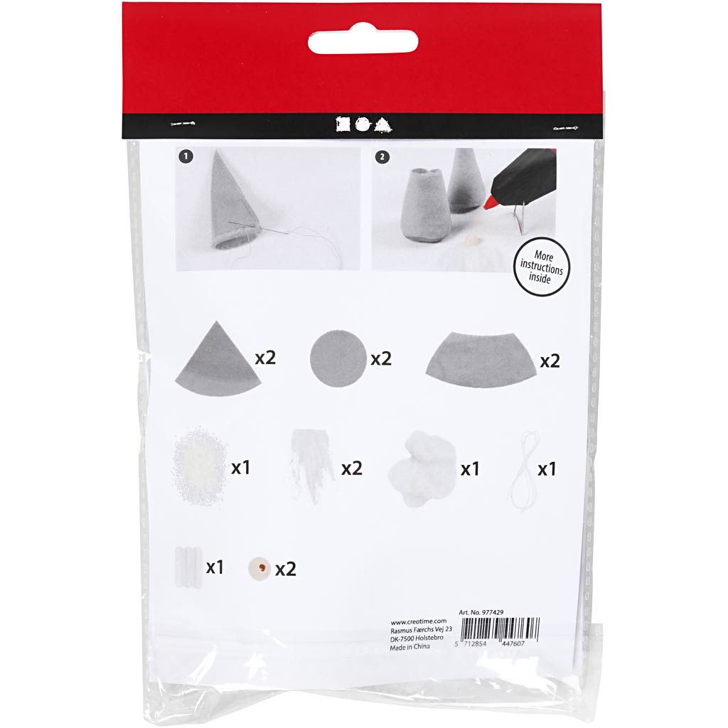 Creativ company mini kit créatif, nains de Noël scandinaves, h: 12 cm, gris, 1 boîte