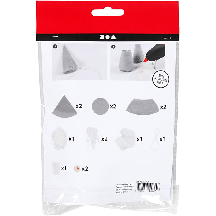 Creativ company mini kit créatif, nains de Noël scandinaves, h: 12 cm, gris, 1 boîte