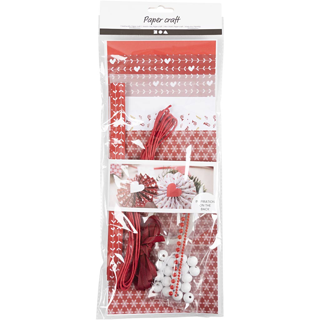 Creativ company creative mix, papier découpé, rouge, blanc, 1 boîte