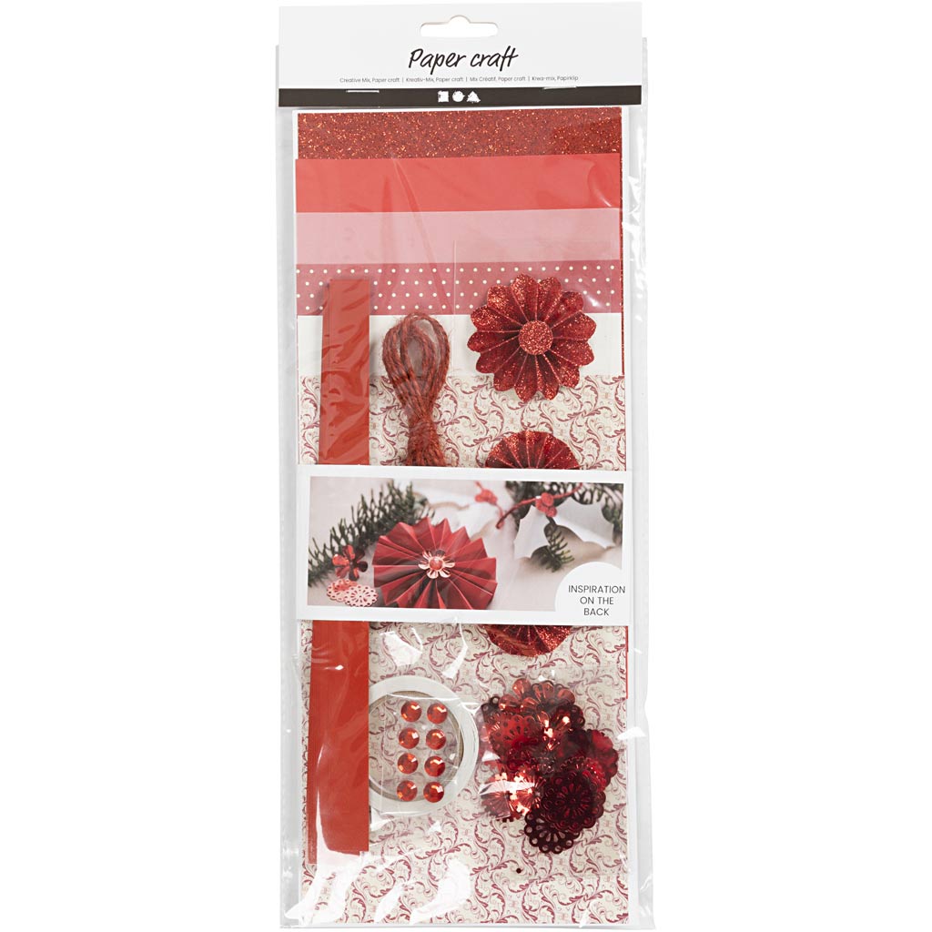 Creativ company creative mix, papier découpé, rouge, crème, 1 boîte