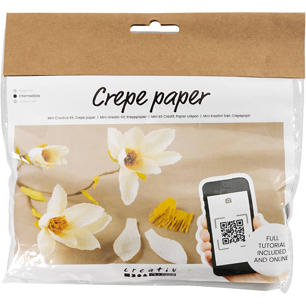Creativ company mini hobby set papier crépon, branche de magnolia, rapport crêpe : 180%, 1 boîte