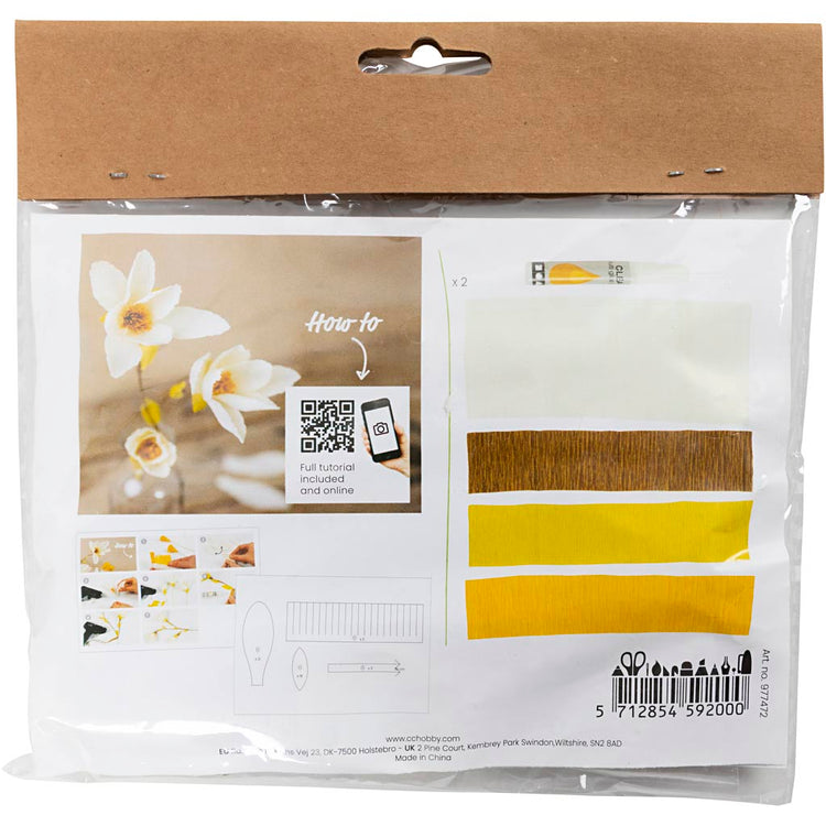 Creativ company mini hobby set papier crépon, branche de magnolia, rapport crêpe : 180%, 1 boîte