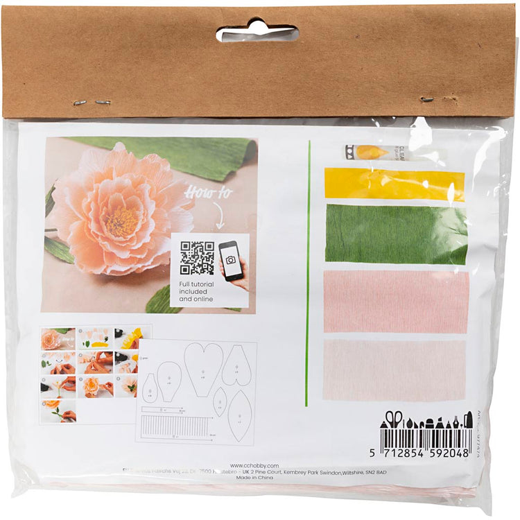 Creativ company mini hobby set papier crépon, pivoine, rapport crêpe : 180%, 105 gr, 1 boîte