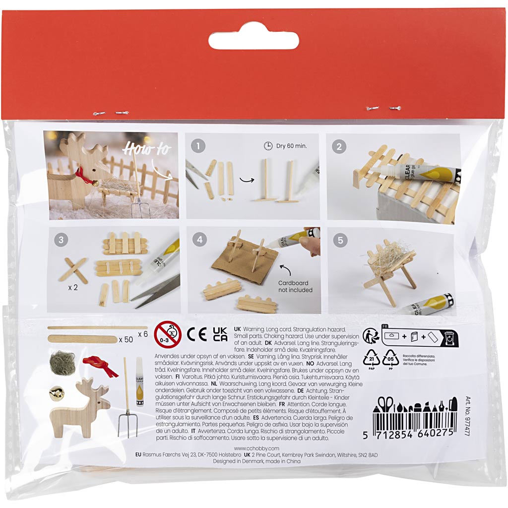 Creativ company mini hobby set porte gnome, renne, 1 boîte