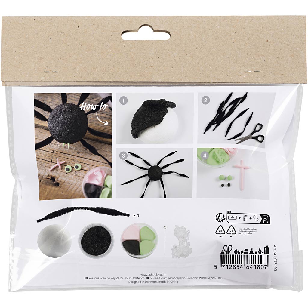 Creativ company mini kit de loisirs sculptant, araignée, 1 boîte