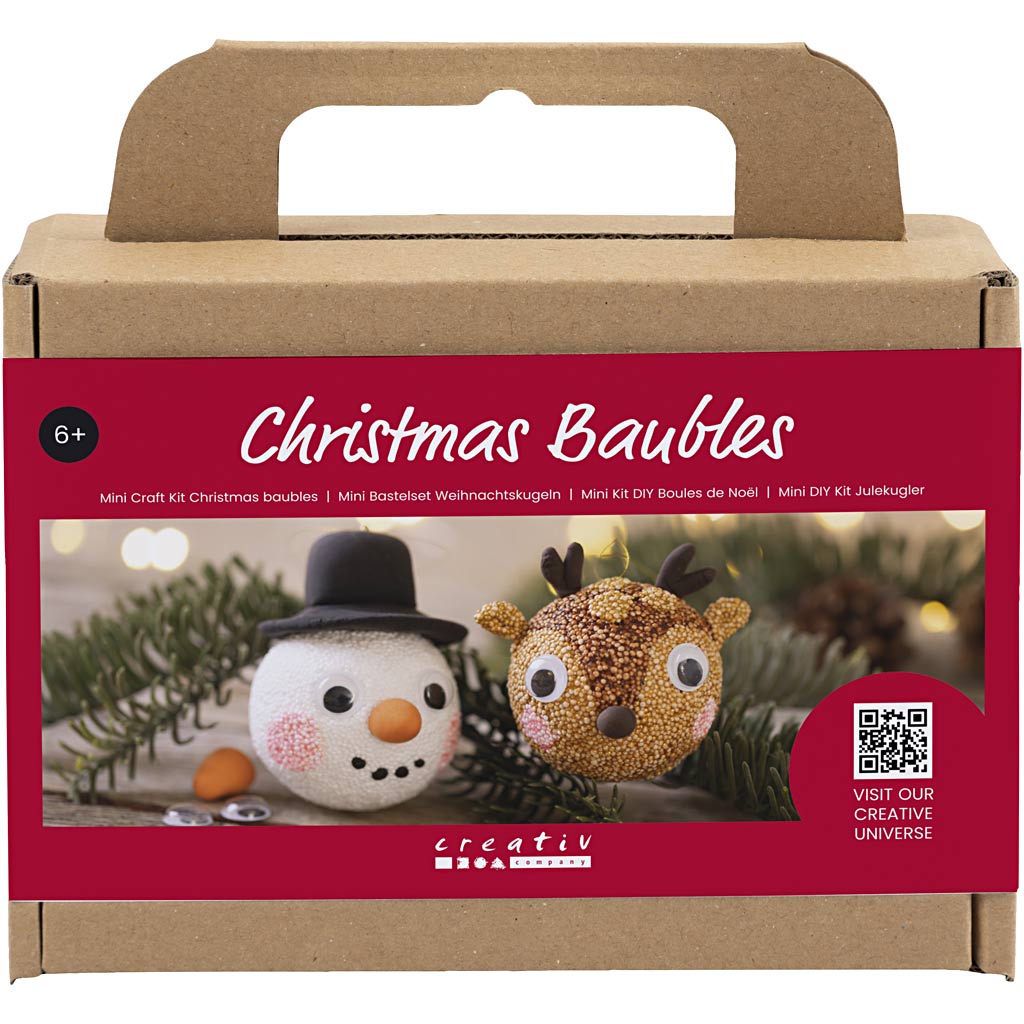 Creativ company mini hobby set boules de Noël, renne et bonhomme de neige, 1 boîte