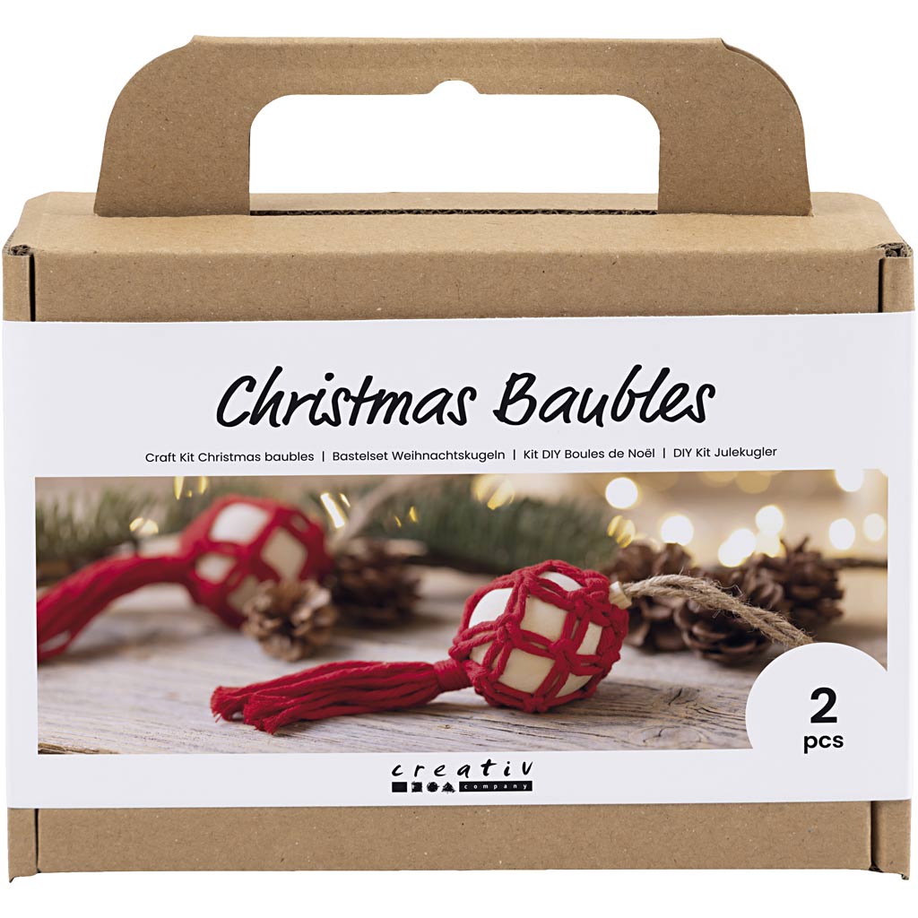 Creativ company hobby set Boules de Noël, macramé, Noël rouge, 1 boîte