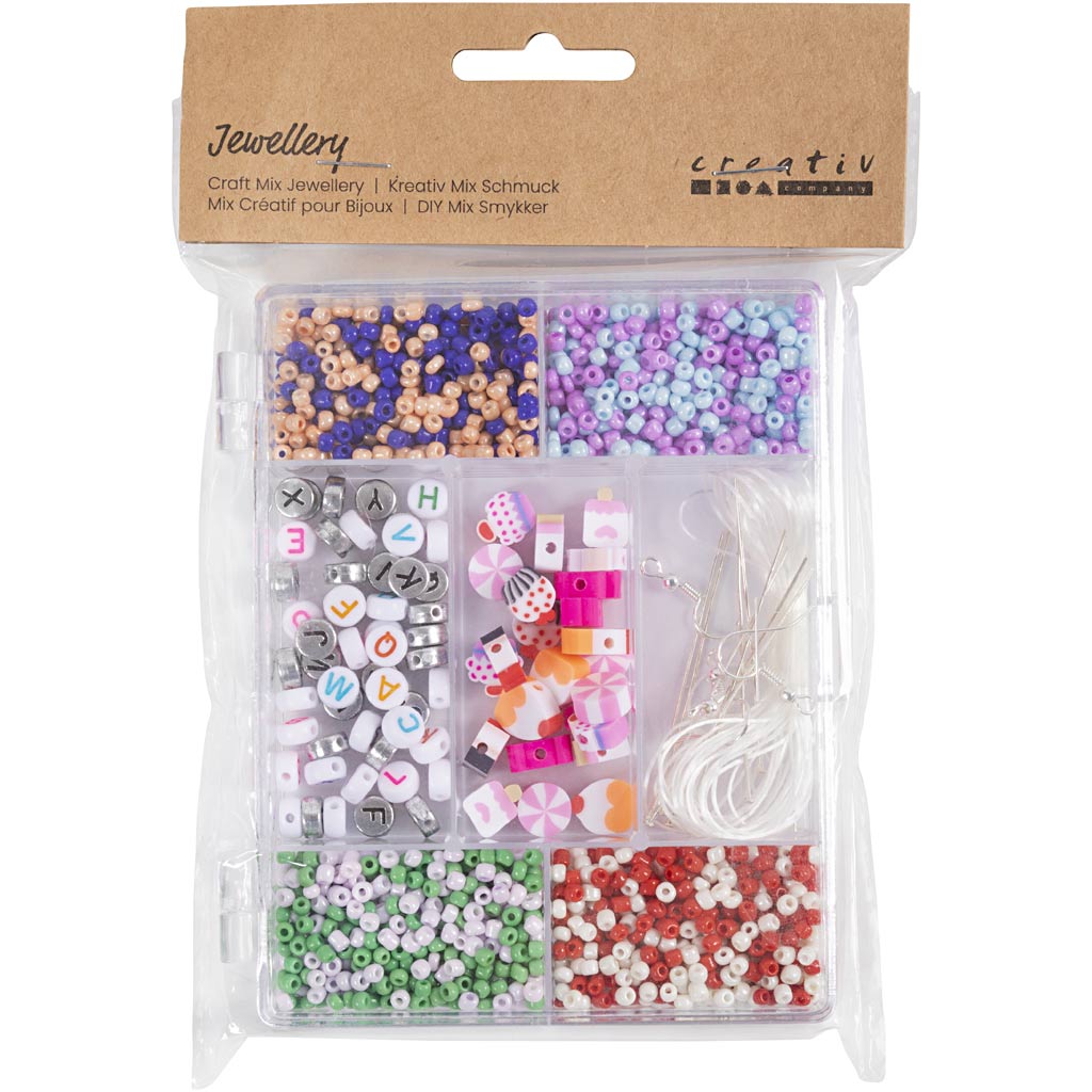 Creativ company boîte créative à bijoux, mélange de bonbons, env. Plus de 1600 pièces, couleurs pastel, 1 boîte