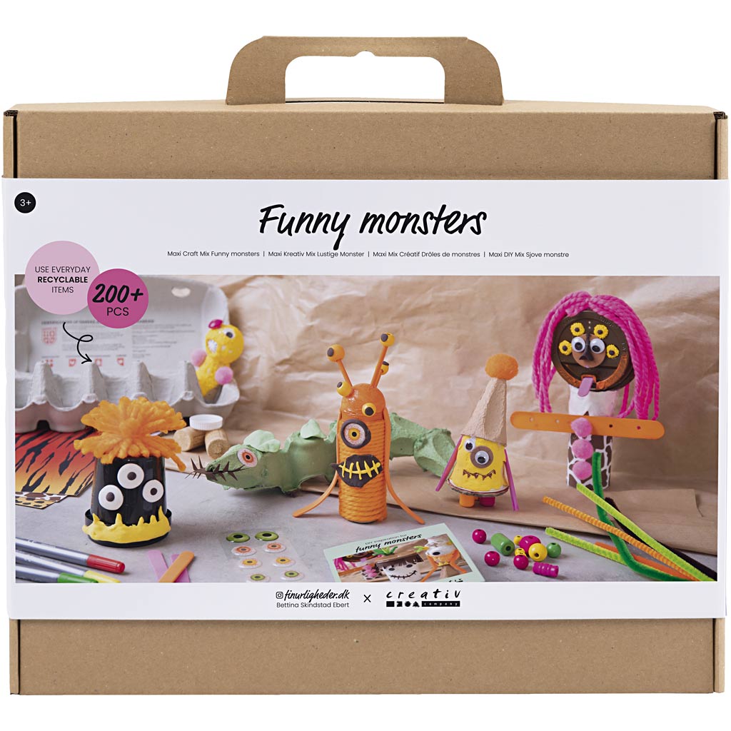 Creativ company maxi boîte créative monstres rigolos, différentes couleurs, 1 boîte