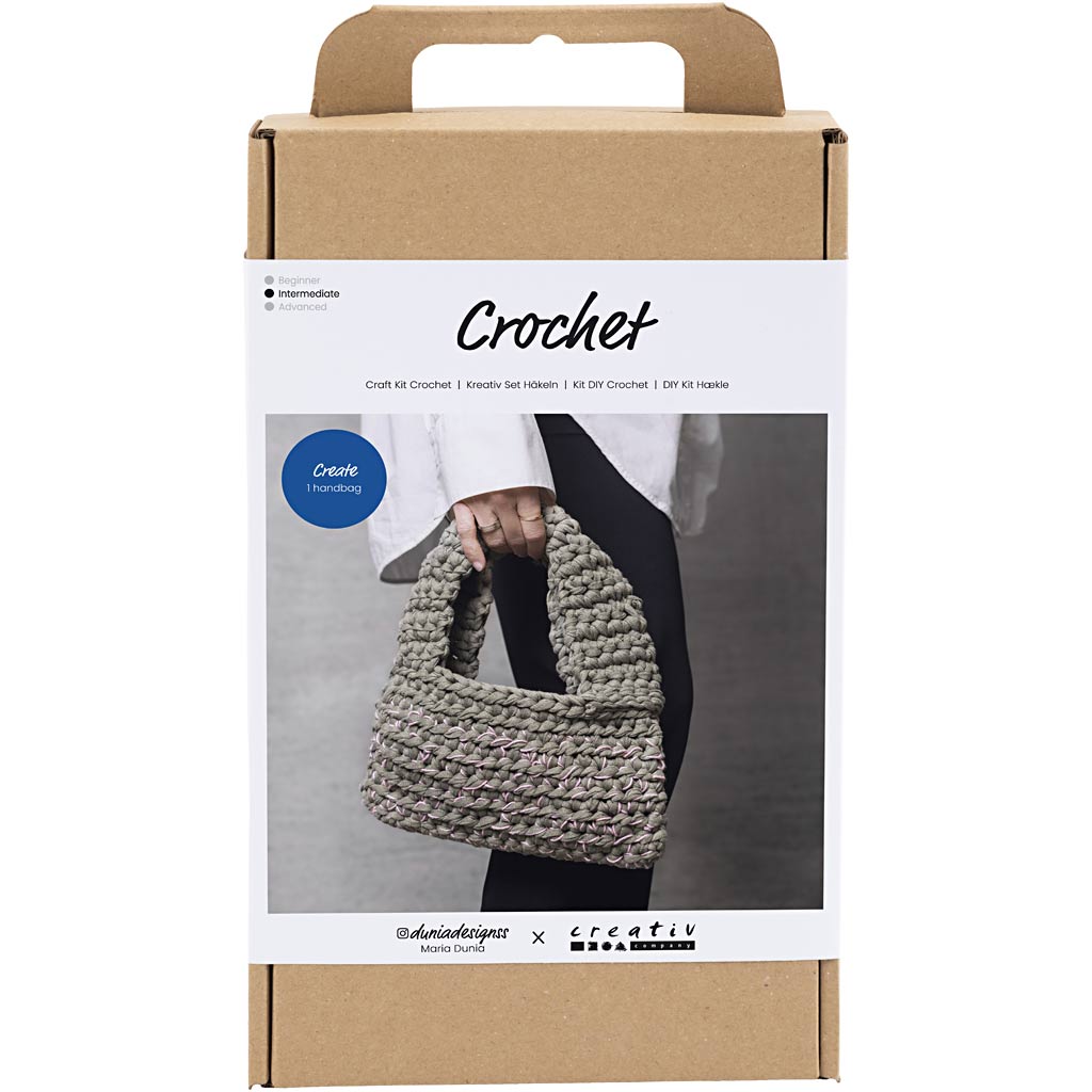 Creativ company kit de loisirs au crochet, sac robuste, vert olive, 1 boîte