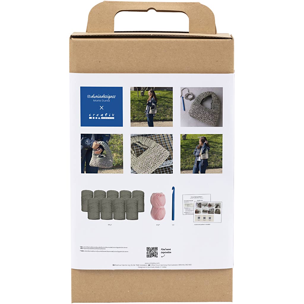 Creativ company kit de loisirs au crochet, sac robuste, vert olive, 1 boîte
