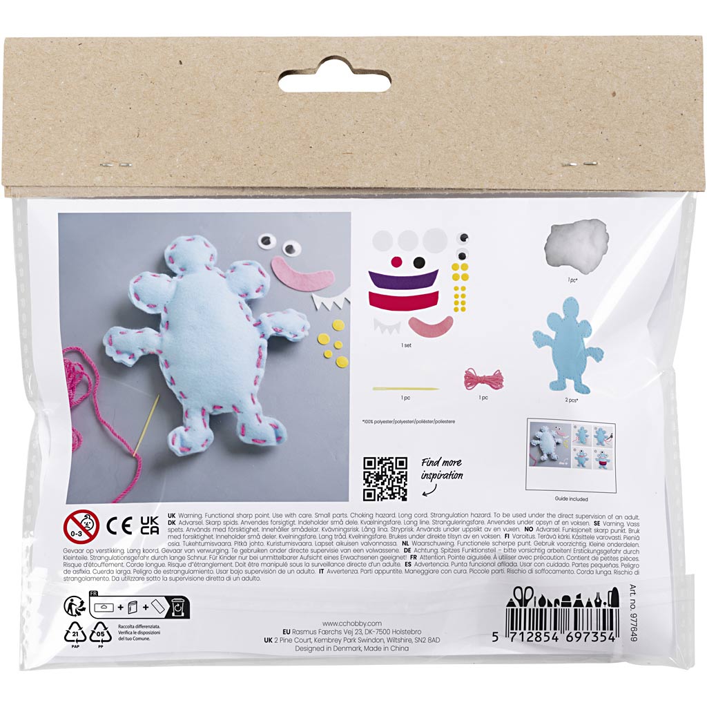 Creativ Company Mini Hobbyset Se coudre en feutre monstre