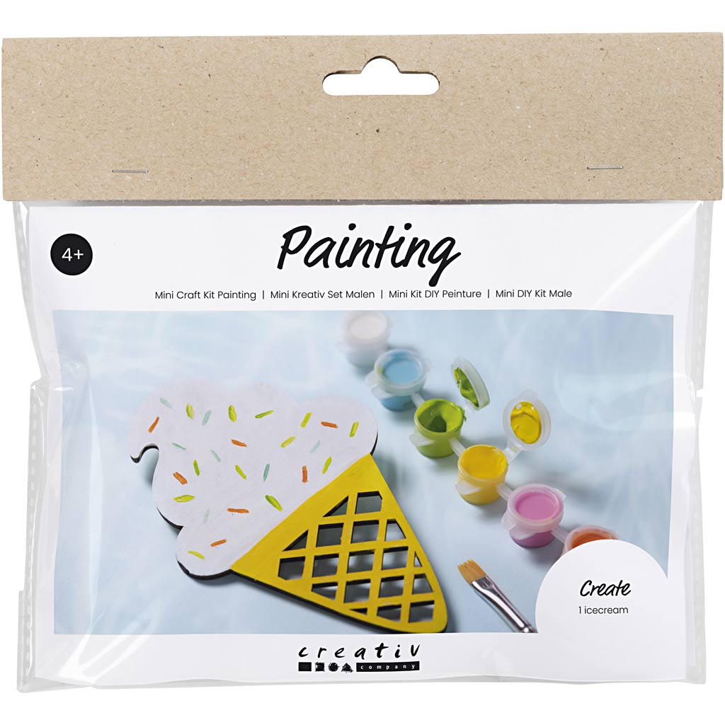 Creativ company mini kit de loisirs peinture, cornet de glace, différentes couleurs, 1 boîte