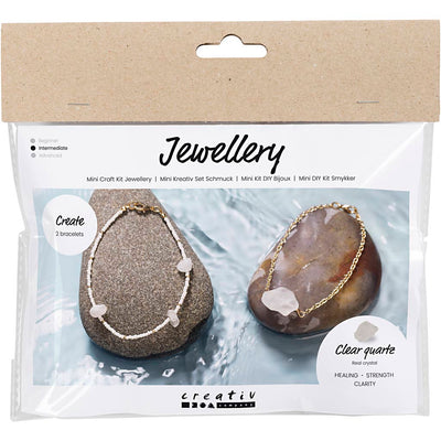 Creativ company mini hobby set bijoux, bracelet avec cristal de roche, 1 boîte
