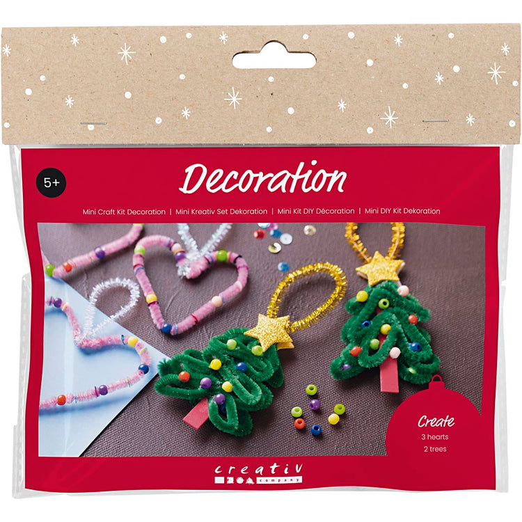 Creativ company mini hobby set décoration, coeurs et sapins de Noël, 1 boîte