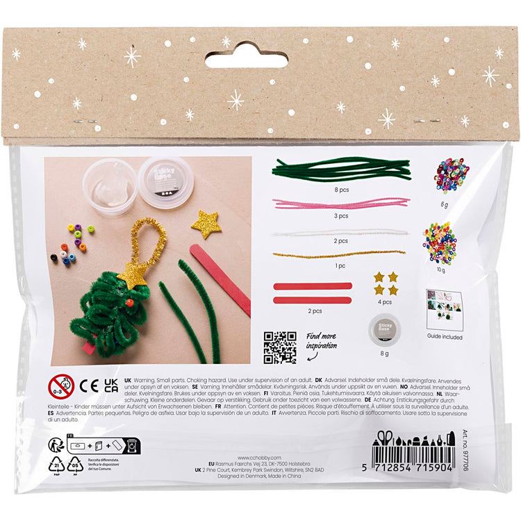 Creativ company mini hobby set décoration, coeurs et sapins de Noël, 1 boîte