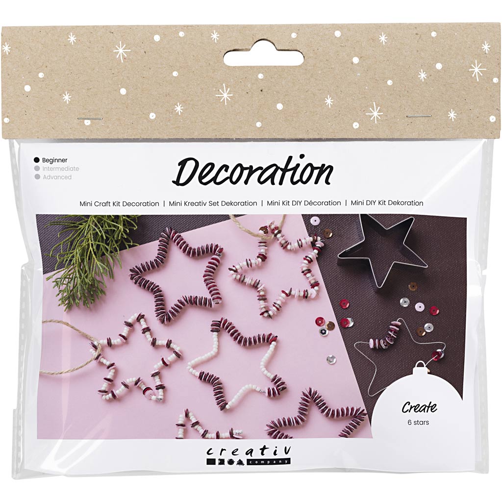Creativ company mini hobby set décoration, étoiles, rouge, 1 boîte