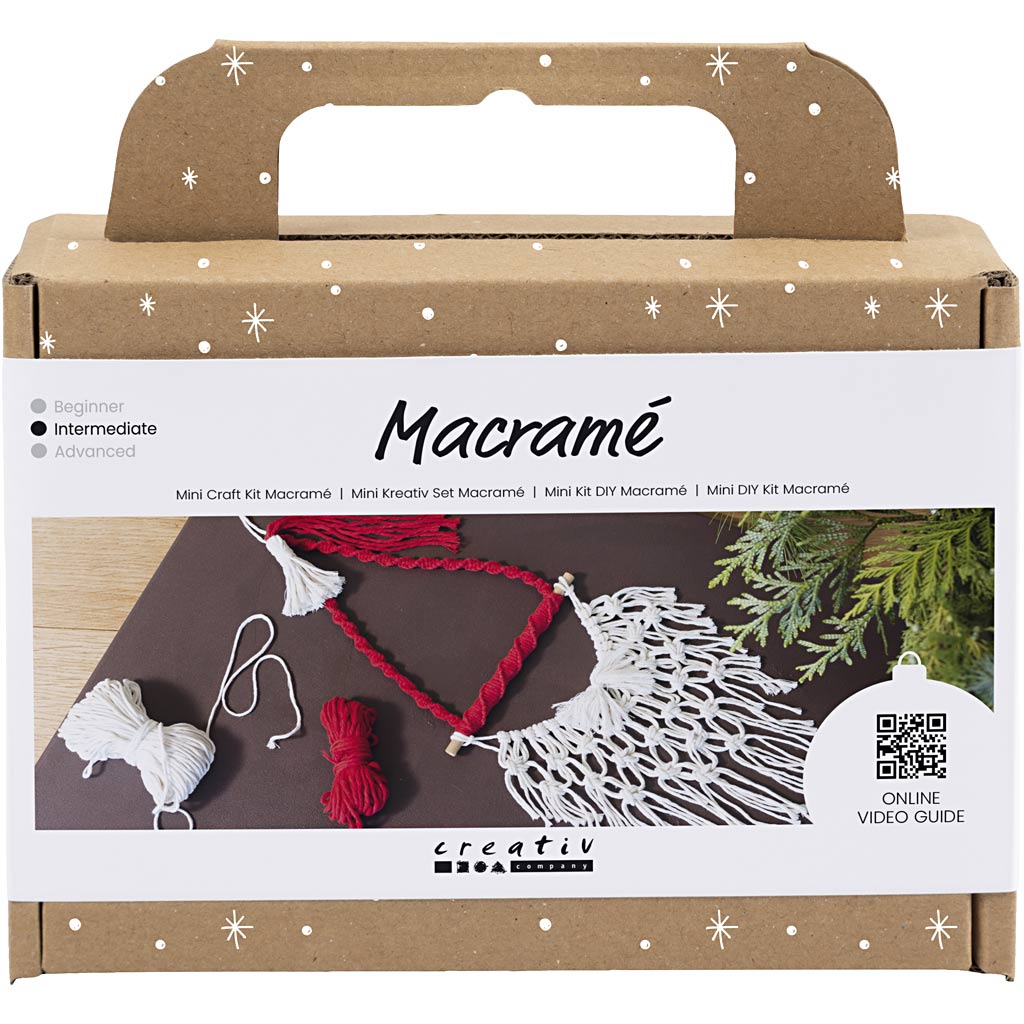 Creativ company mini hobby set macramé, Père Noël, Noël rouge, blanc cassé, 1 boîte