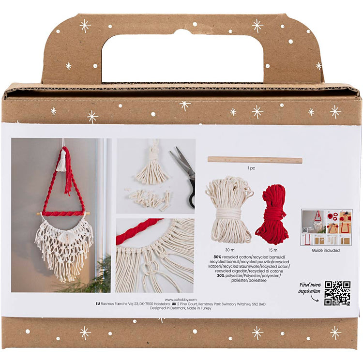 Creativ company mini hobby set macramé, Père Noël, Noël rouge, blanc cassé, 1 boîte